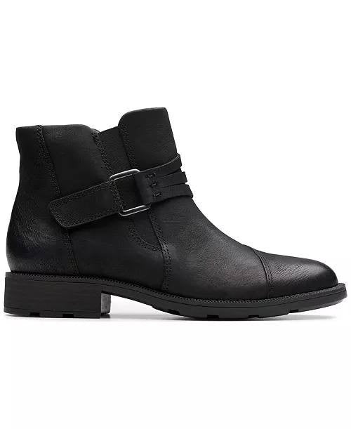 Clarks  Adalynn  Faye  Ankle  Booties  Black  Nubuck  8M  New  With  Box  $130