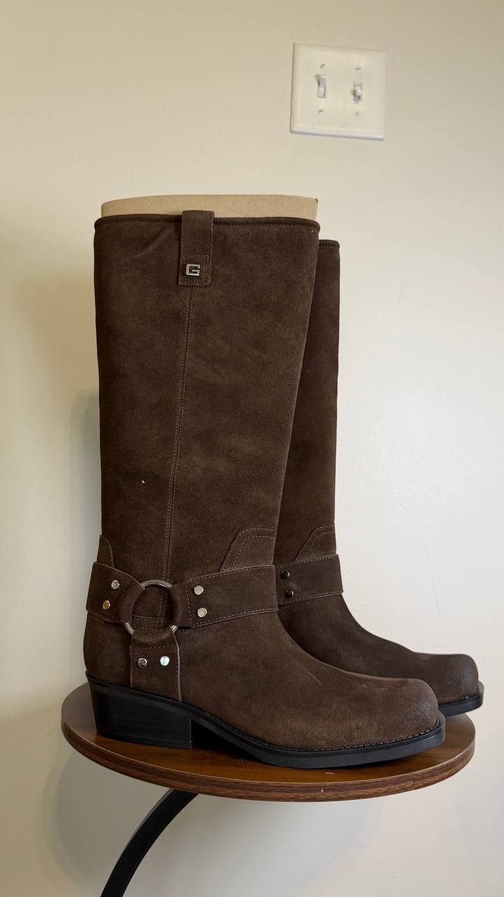 Guess Dark Brown Suede Western Moto Boots 9M New in Box MSRP $229