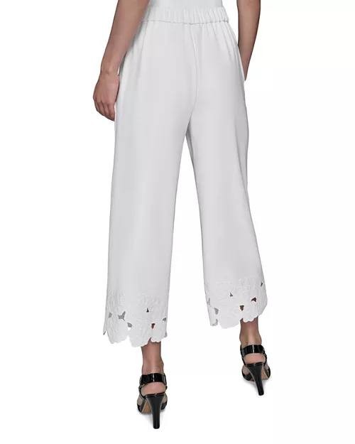 Karl Lagerfeld Flora Cropped Pants White 12 New With Tags Wide-Leg NWT
