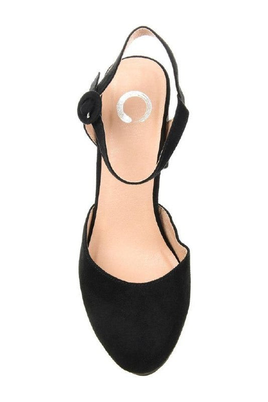 Journee Roslynn Pumps 10 Black Faux Suede Almond Toe Block Heel NIB msrp$94.99