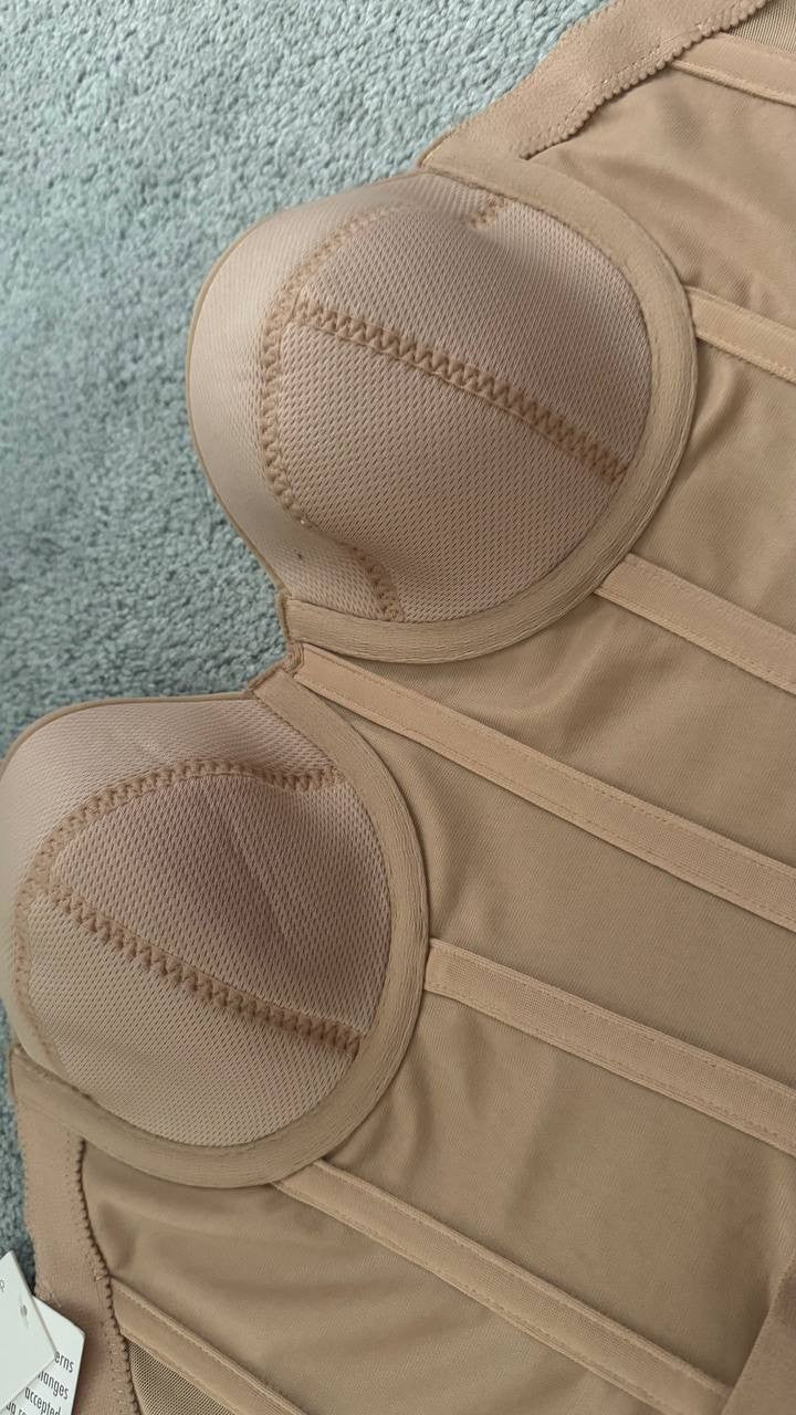 Dominique 6380 Brie Longline Backless Strapless Bra Beige 34C Balconette