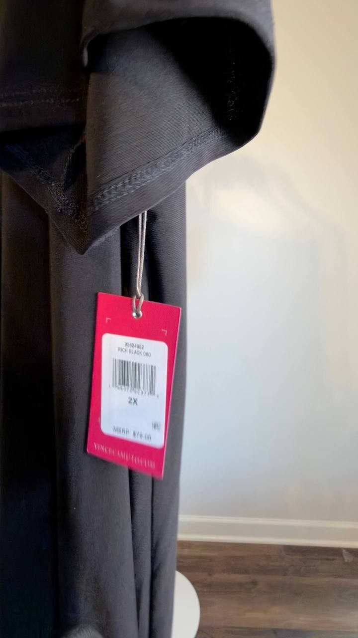 Vince Camuto Plus Short Sleeve Crew Neck Maxi Dress Black 2X NWT $79