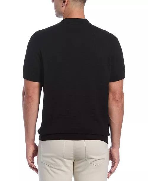 Cubavera Men’s Textured Knit Johnny Collar Polo Shirt Black XXL/EEG NWT $80