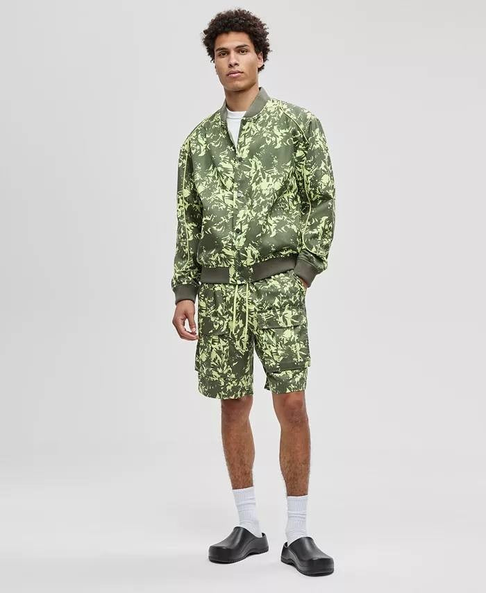Mode of One Men’s Abstracted Floral Printed Bomber Jacket Regular Fit L $139.50
