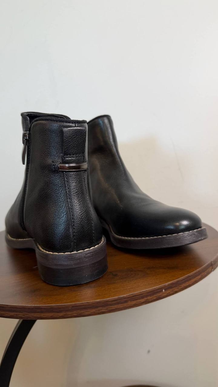 Franco Sarto Marcus Ankle Bootie Black 7.5 Leather Side Zip $159 NWOB