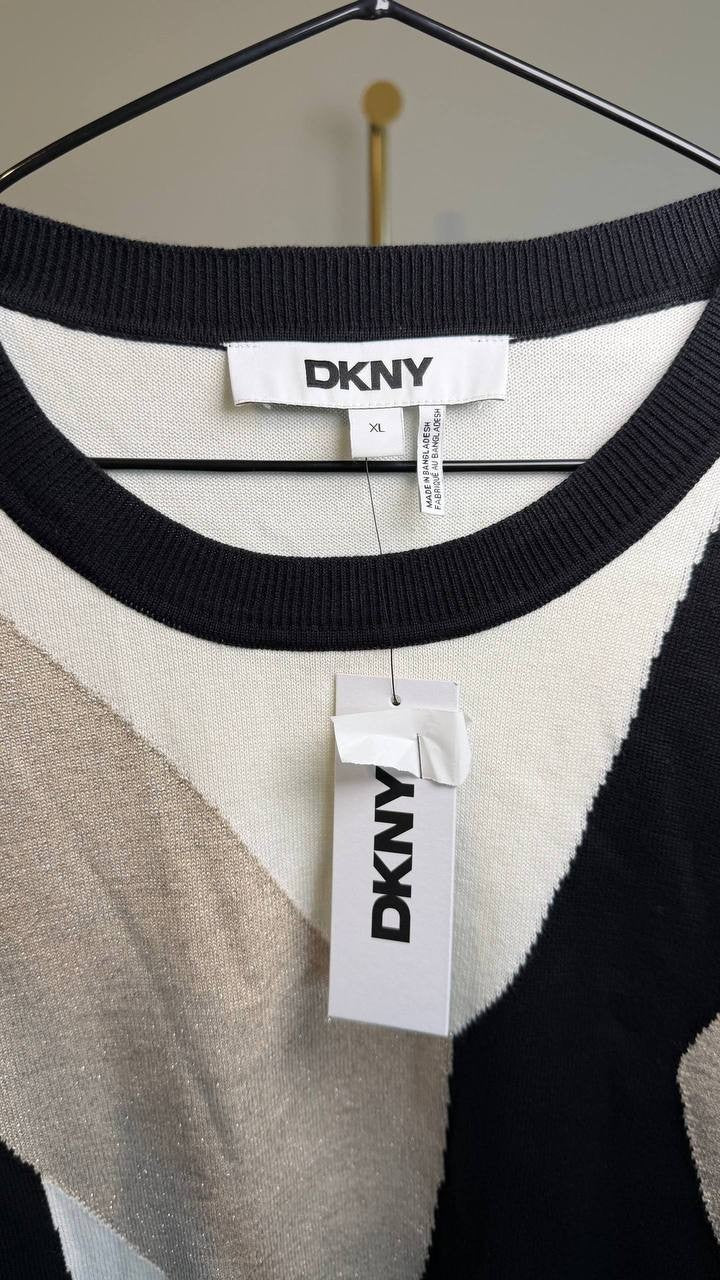 DKNY Short‑Sleeve Color‑Block Sweater Multi XL NWT $79
