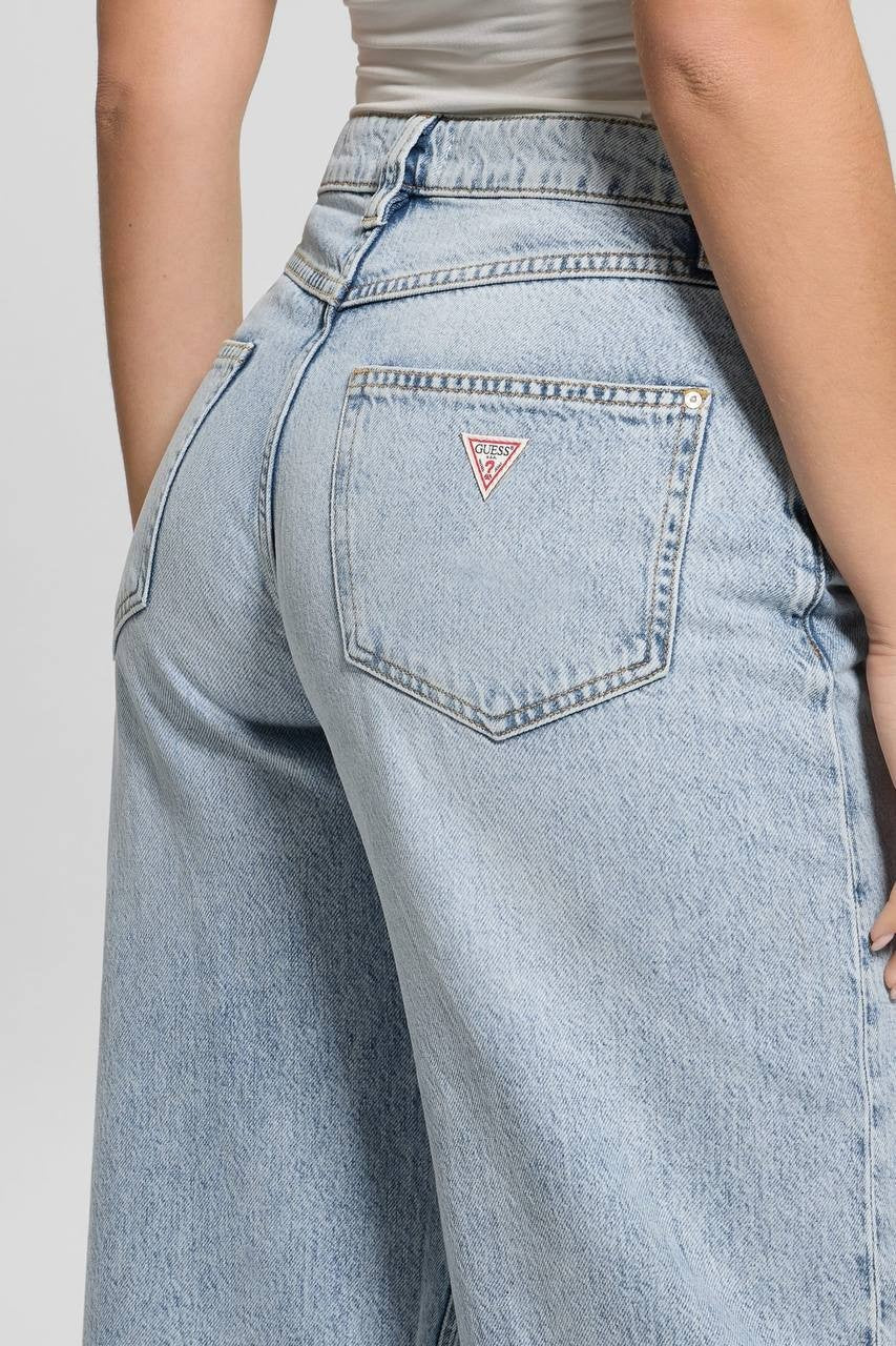 Guess Eco Bellflower Wide‑Leg Jeans Jersey Blue 27x32 NWT $118