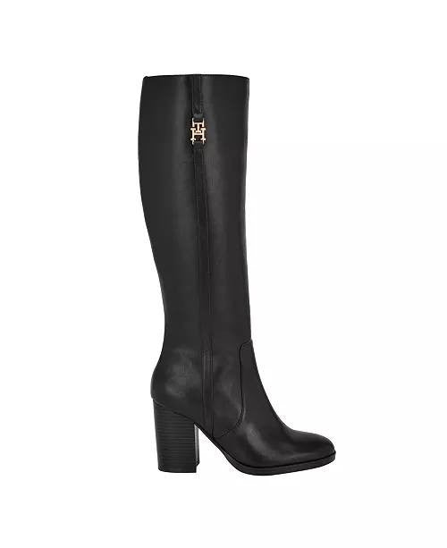 Tommy Hilfiger Ursy Women’s Knee High Dress Boots Black 8.5M Man‑Made $158.99NWB