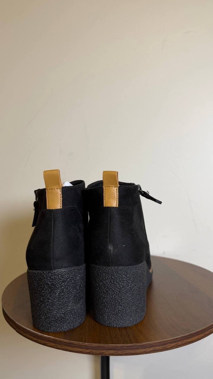 Dr. Scholl’s Black Faux Leather Wedge Booties 12M NIB MSRP $110
