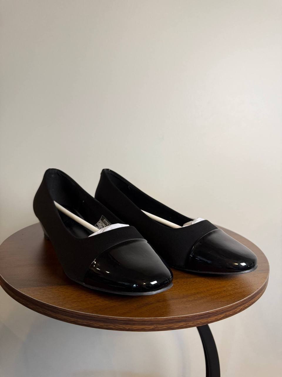 Jones New York Junelle Cap‑Toe Wedge Flats–Black–Size 6.5M–Leather–New in Box