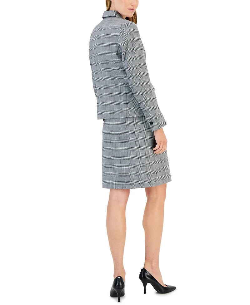 Anne Klein Glen Plaid Skirt Suit Black/White – Size 4