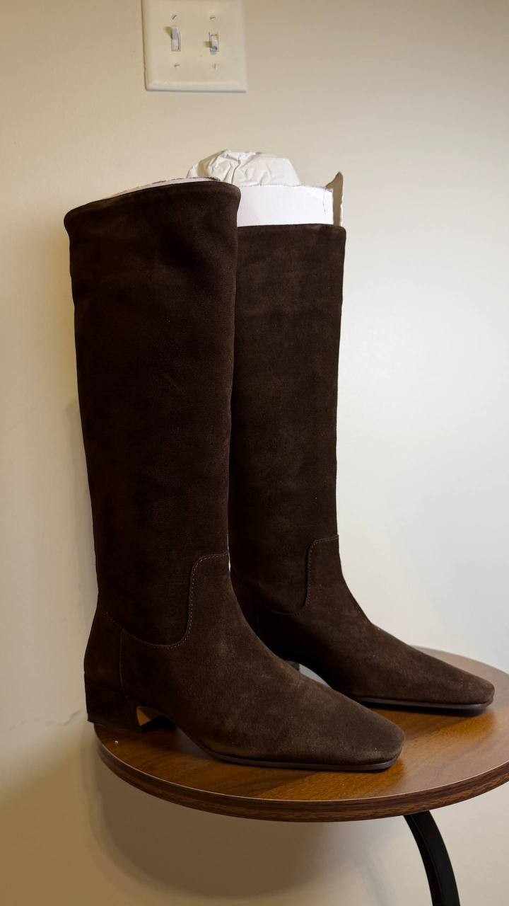 Steve Madden Dantelle Boots 5.5 Brown Suede Knee‑High Square Toe NIB msrp$179