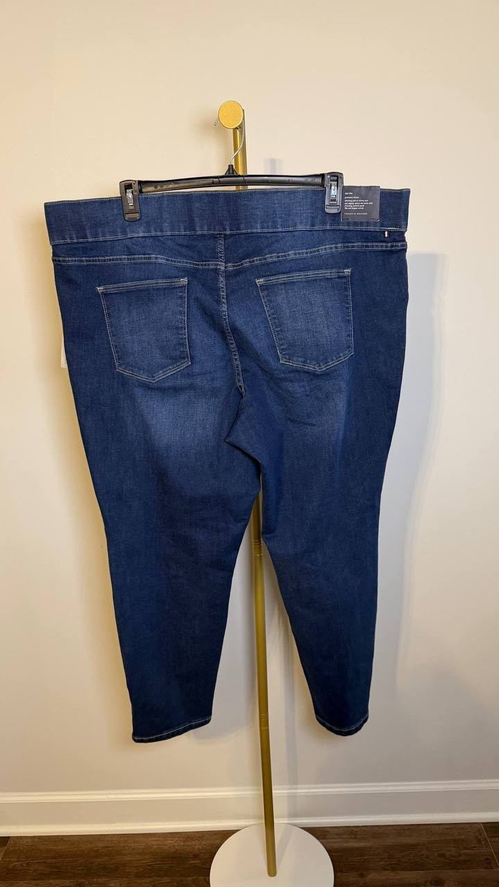 Tommy Hilfiger Plus TH Flex Gramercy Pull‑On Jeans Blue 24W NWT $89.50
