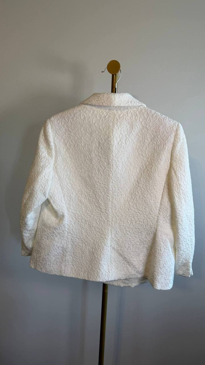 Kasper Women’s Bonded‑Lace Shawl‑Collar Blazer Lily White 10P $149 NWT