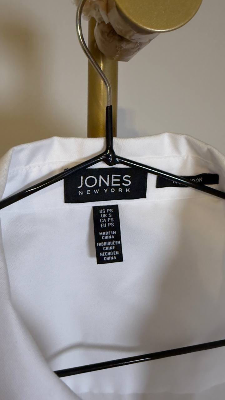 Jones  New  York  Women’s  Easy‑Care  Button‑Up  Shirt  White  PS  NWOT  $79.50 