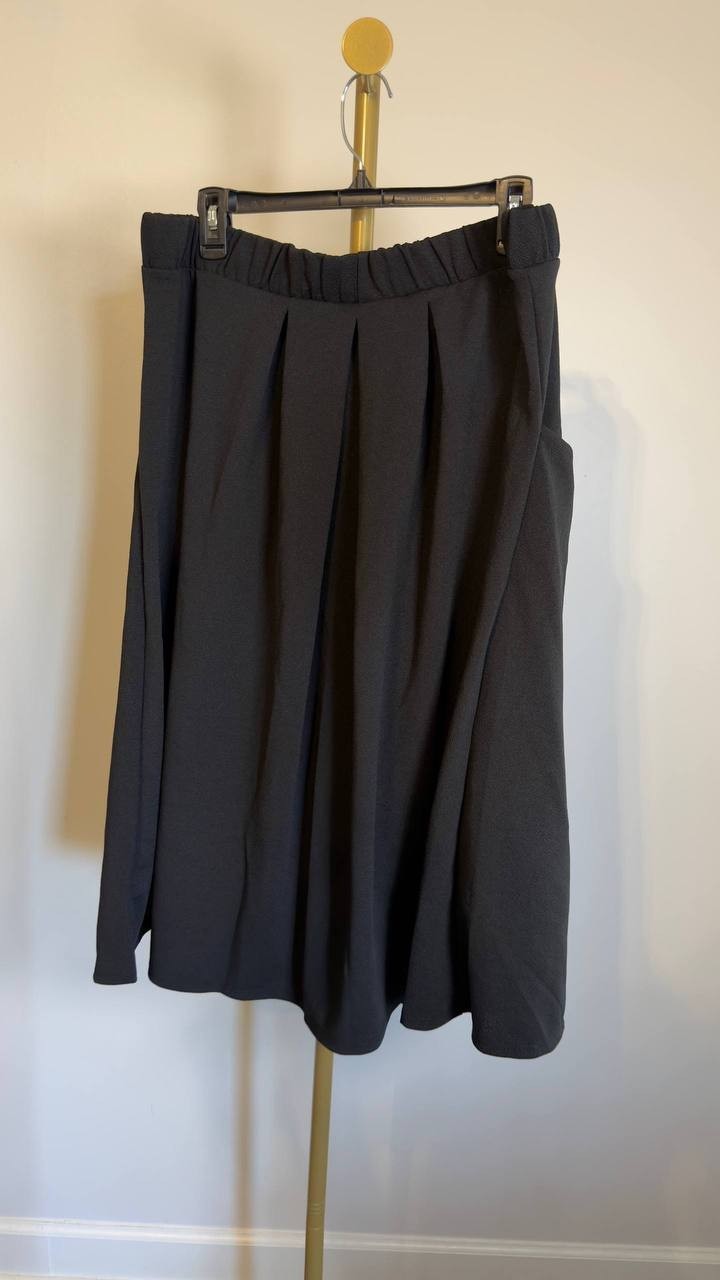 24seven Comfort Apparel Plus Pleated Knee Skirt Black 3X NWT $67