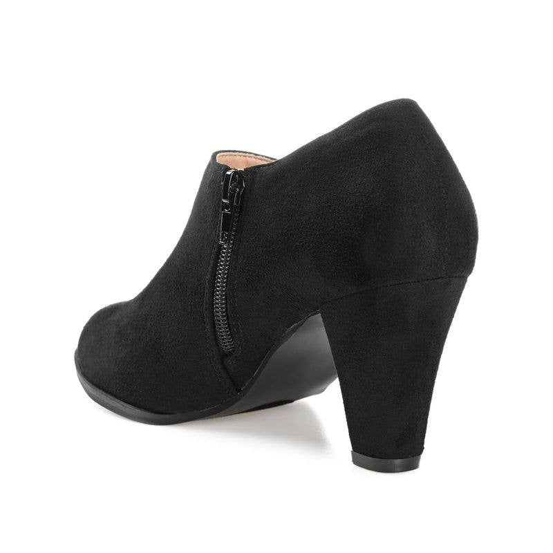 Journee Sanzi Booties 8.5 Black Faux Suede Zip‑Up Round Toe NIB msrp$48.49