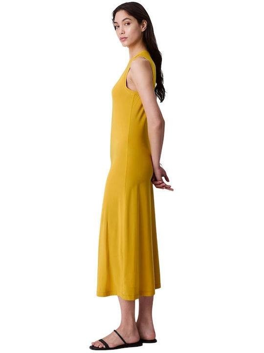 Calvin Klein Lemon Amber Midi Dress – Size L – NWT