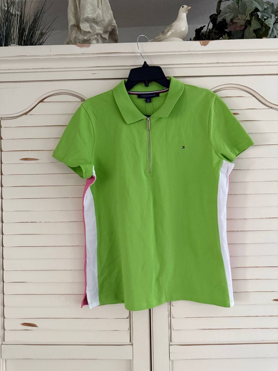 Tommy Hilfiger Zip Polo – Green Combo, Size L