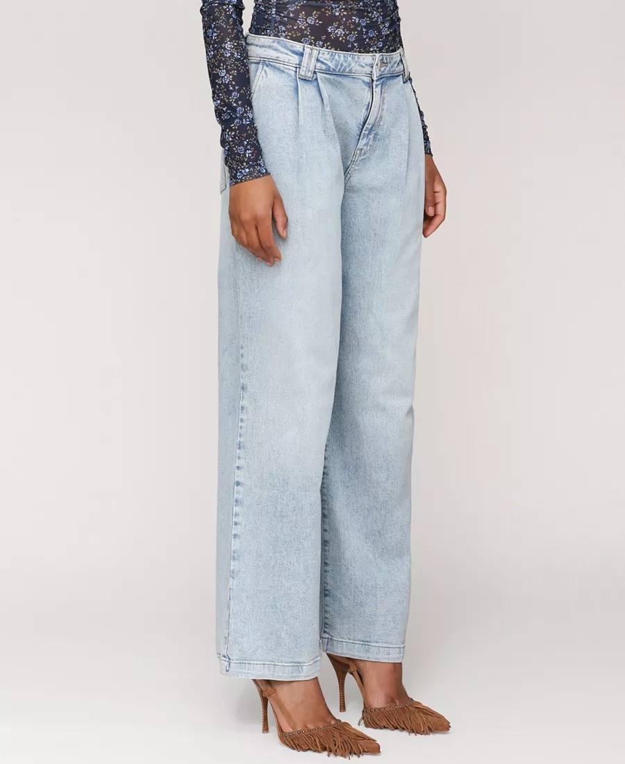 Avec Les Filles Pleat‑Front Wide‑Leg Jeans Blue Size30 NWT msrp$129
