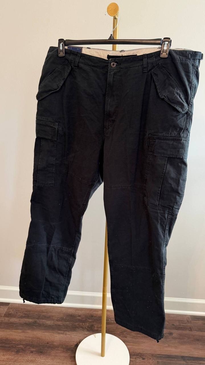 Polo Ralph Lauren Men’s Slub Canvas Slim Fit Cargo Trousers Black 44B/32 $238 NW
