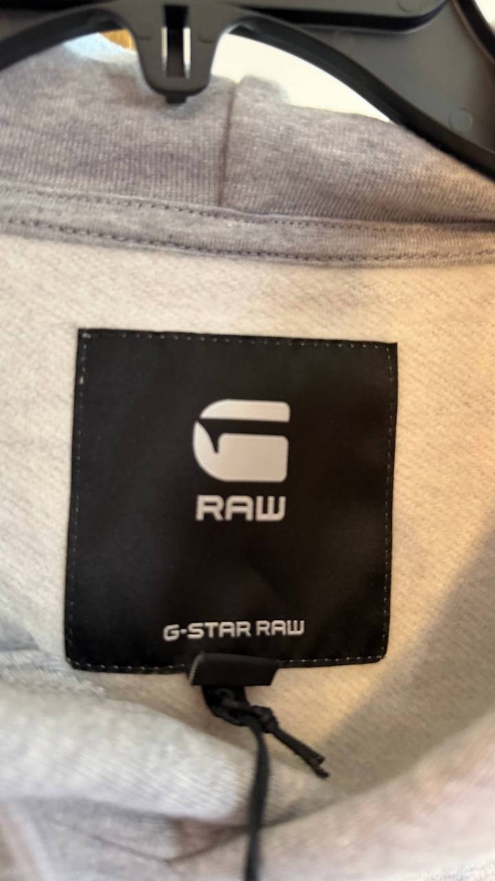 G‑Star RAW Men’s Distressed Originals Logo Fleece Hoodie Grey L $140 NWT