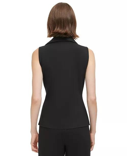 Calvin Klein Sleeveless Twist Front Tulip Hem Top Black Size S NWT needs washing