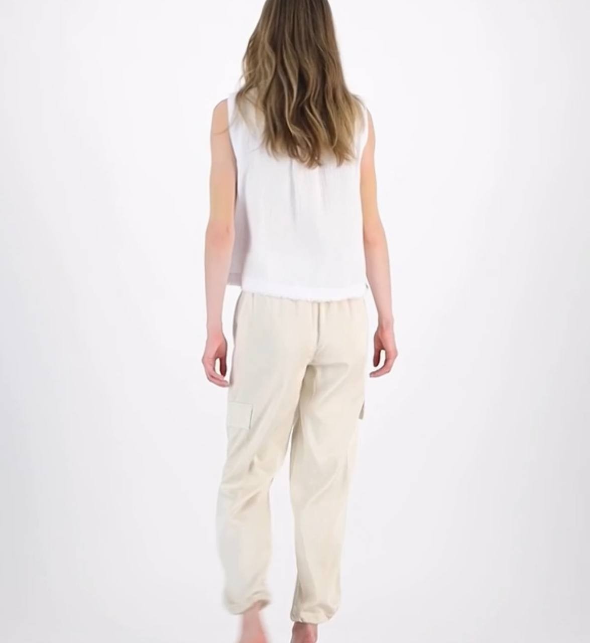 DKNY Crop Top XXS White Sleeveless Double-Crepe Gauze NWT MSRP $49 Boho Chic