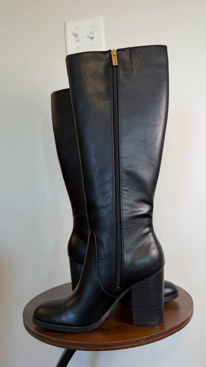 Tommy Hilfiger Ursy Women’s Knee High Dress Boots Black 8.5M Man‑Made $158.99NWB