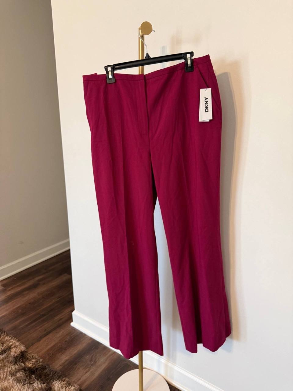 DKNY High‑Rise Front‑Zip Flared Pants Pink Size16 NWT Modern Feminine msrp$99