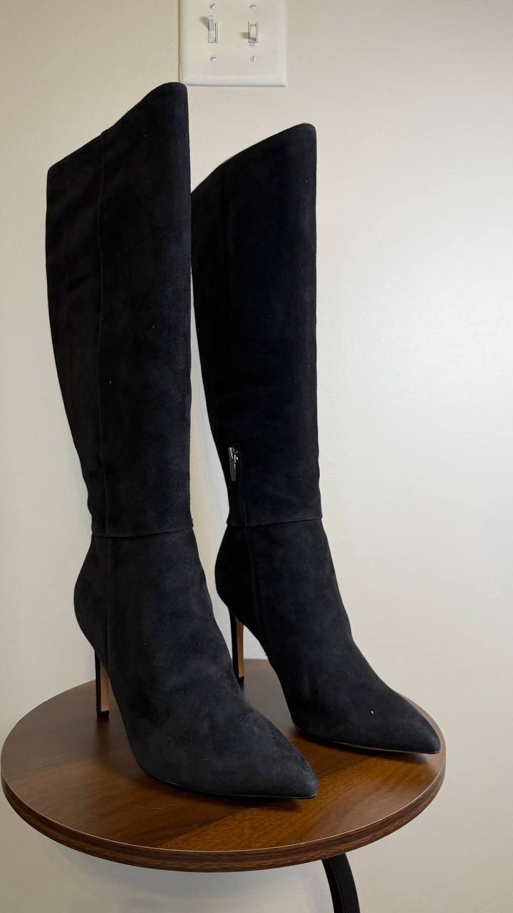 Nine West Richy Boots 8,5M Dark Red Suede Knee‑High Pointy Toe NIB msrp$249