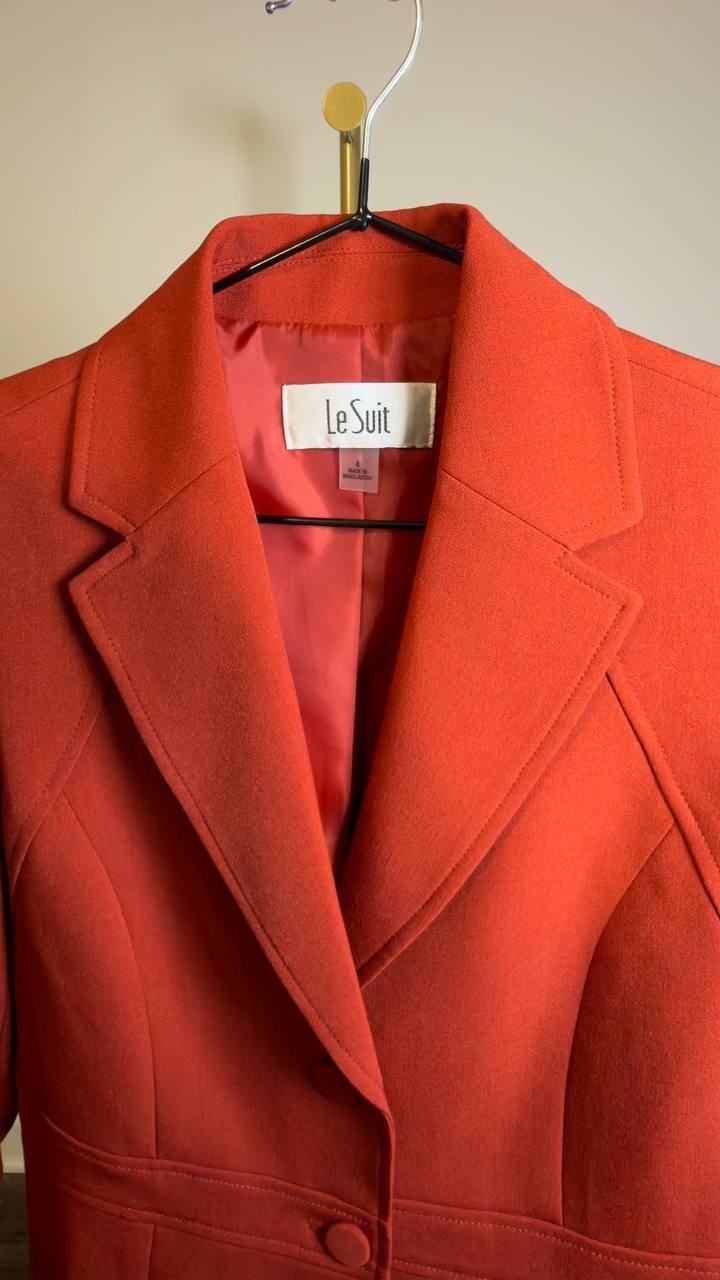 Le Suit Jacket  Notch‑Lapel Pantsuit Jacket Brick 4 NWT