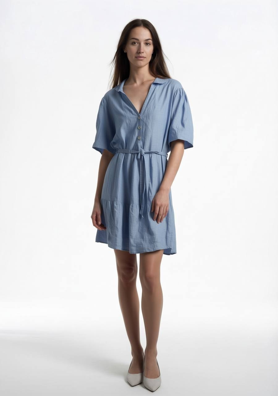 Crosby  Sky Blue Linen Collared Belted Dress – Size S – NWOT