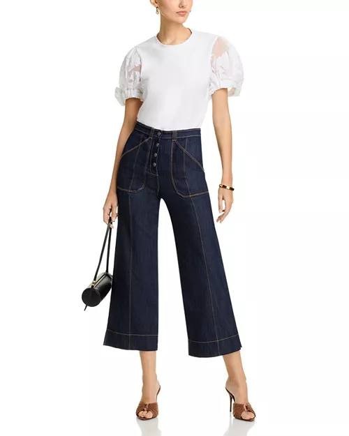 Cinq à Sept Yashi Organza Puff-Sleeve Top White M - New with Tags Size M