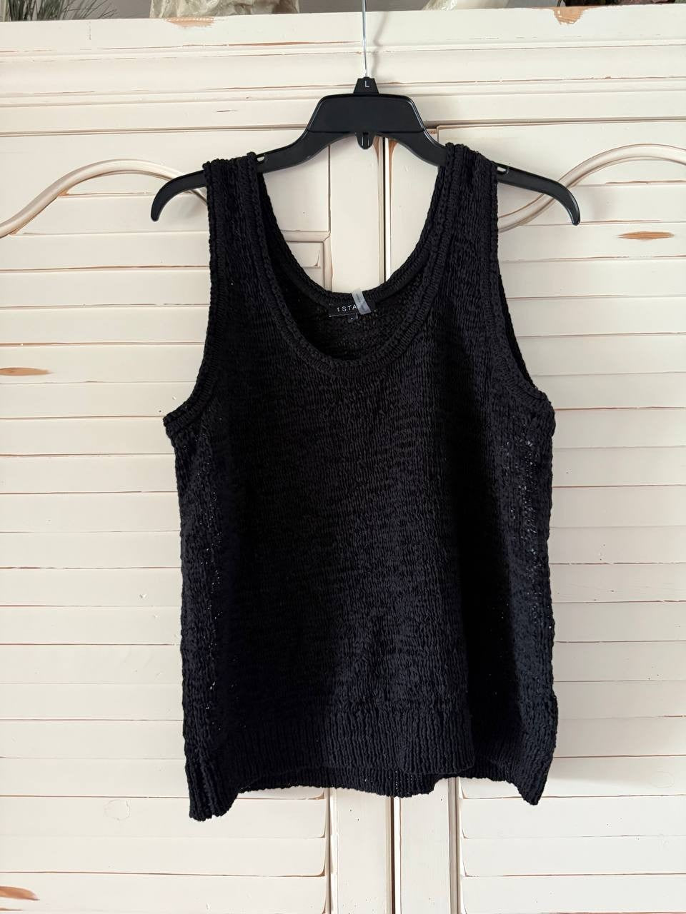 1.STATE Open Stitch Knit Tank Black, Size L, NWT Women's Knit Top Casual