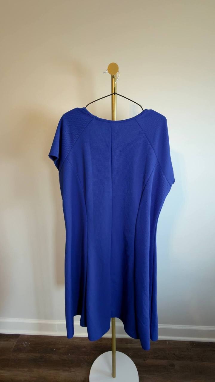 24Seven Comfort Apparel Keyhole Cutout Fit & Flare Dress Blue 3X NWT $44.99