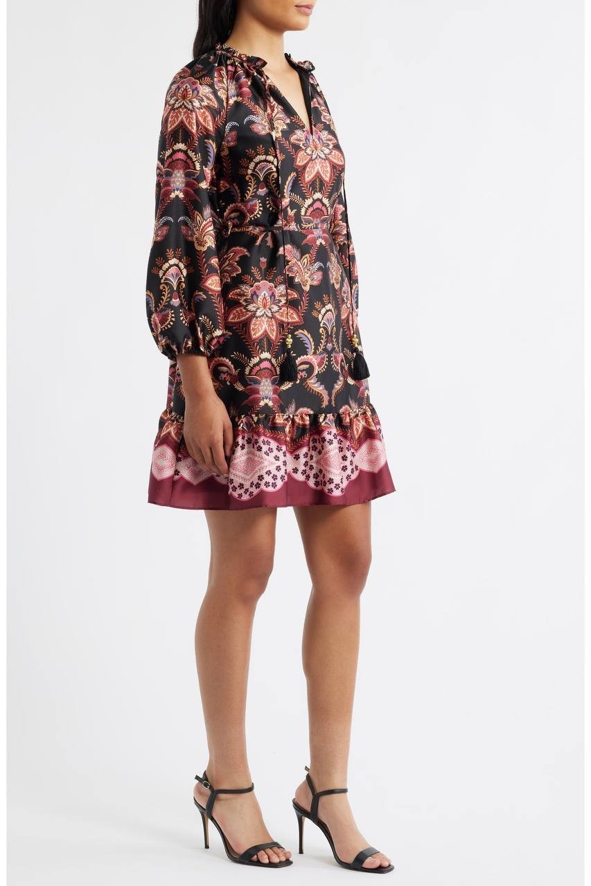 Vince Camuto Women’s Keyhole Pull-On Dress Black Multi Size 6 NWT $168