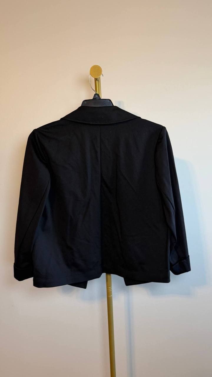 Anne Klein Women’s Open‑Front 3/4‑Sleeve Blazer Black L NWT $129