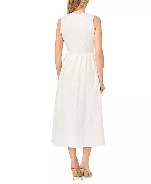 CeCe Sleeveless Crewneck Midi Dress New Ivory XS NWT $99