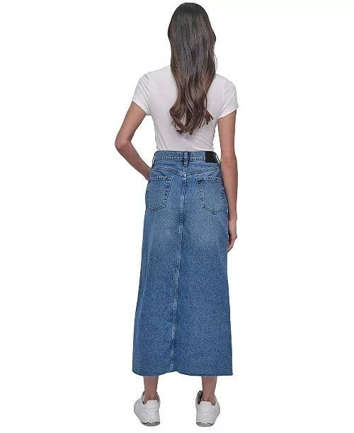 DKNY Jeans High‑Rise Cotton Denim Maxi Skirt – Size 28 – NWT – Blue