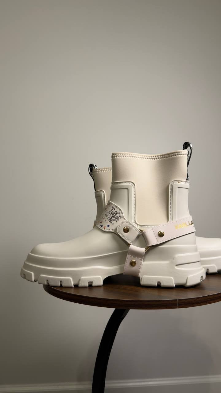 Karl  Lagerfeld  Paris  Rivenna  Rain  Bootie  Cream  10  New  in  Box  $169