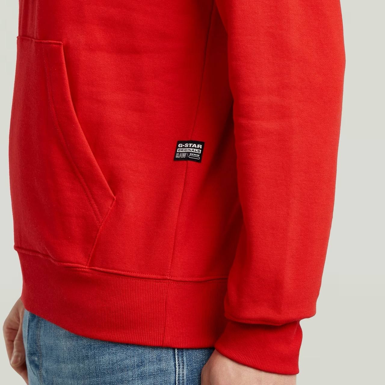 G‑Star RAW Men’s Distressed Originals Logo Fleece Hoodie Red L $140 NWT