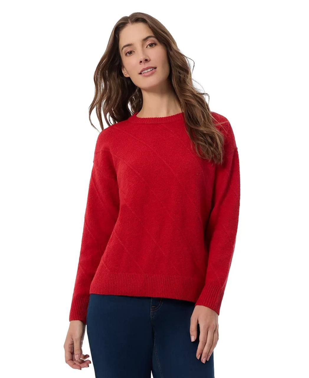Jones New York Women’s Tonal‑Texture Drop‑Shoulder Sweater Red PXL $79.50 NWT