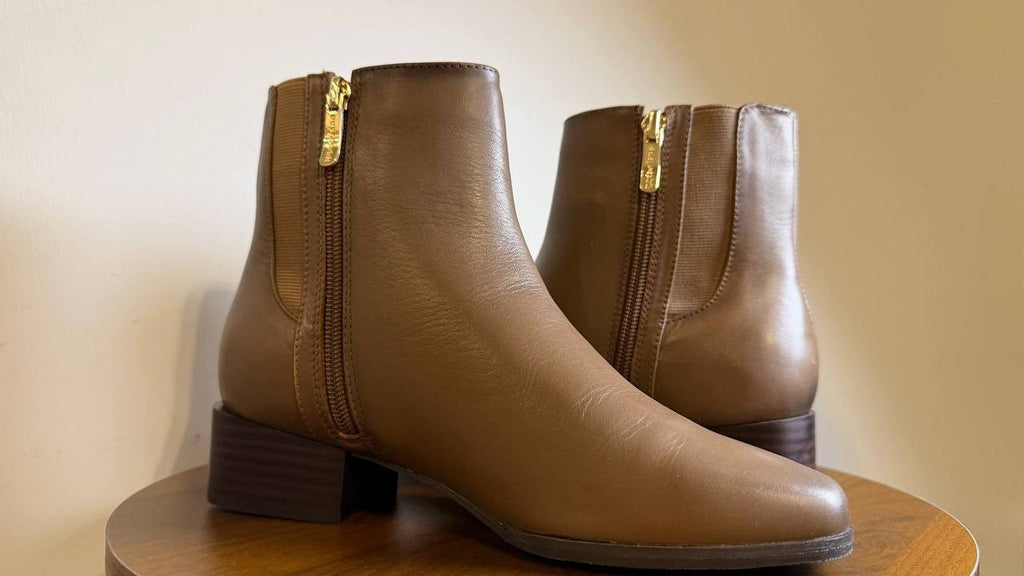Easy Spirit Sidney Booties 6M Taupe Leather Square Toe Zip Comfort NIB msrp$169