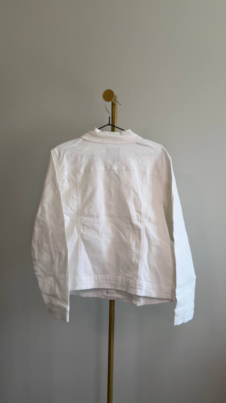 Gloria Vanderbilt Amanda Classic Denim Jacket Vintage White L NWT $69