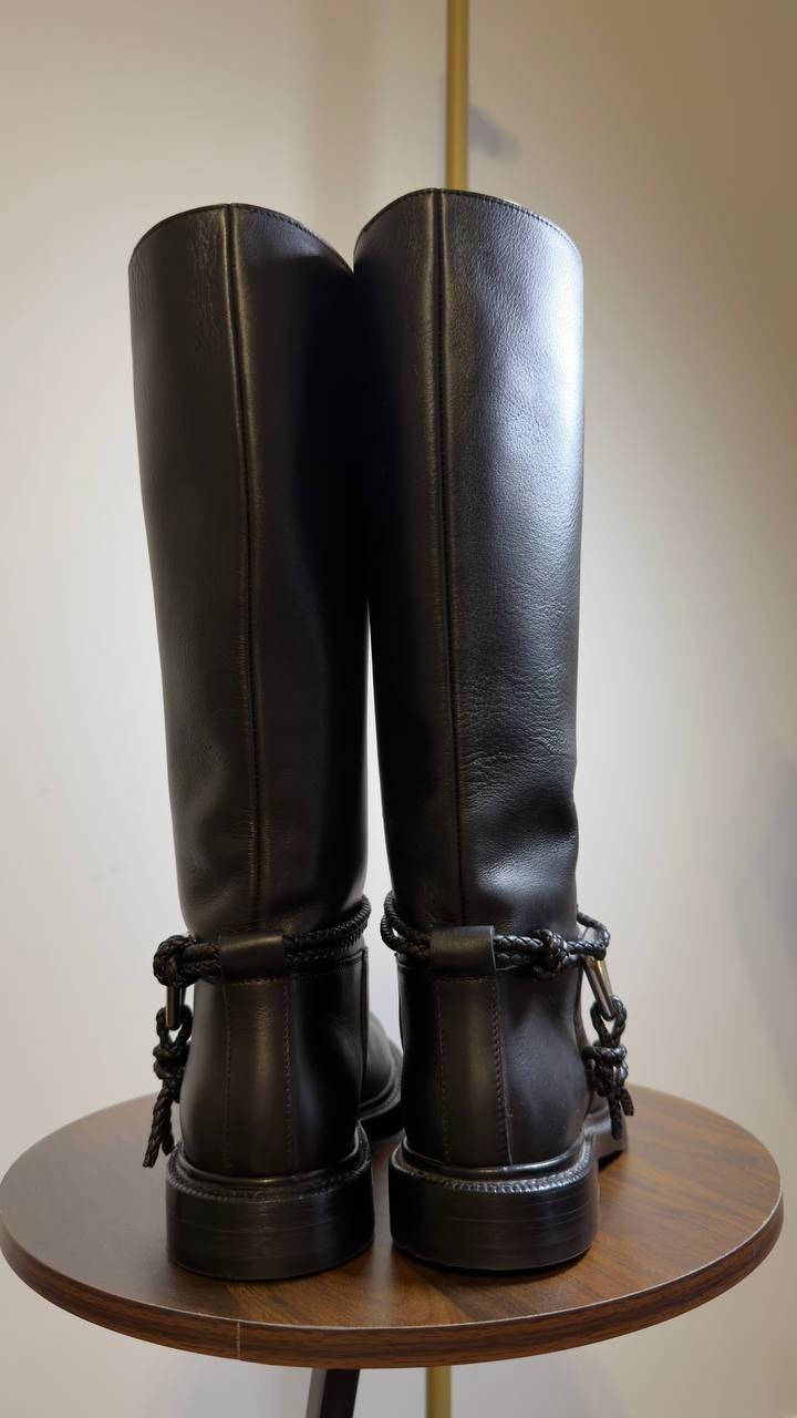 Bottega  Veneta  James  Boot  Black  Leather  36  New  $2150