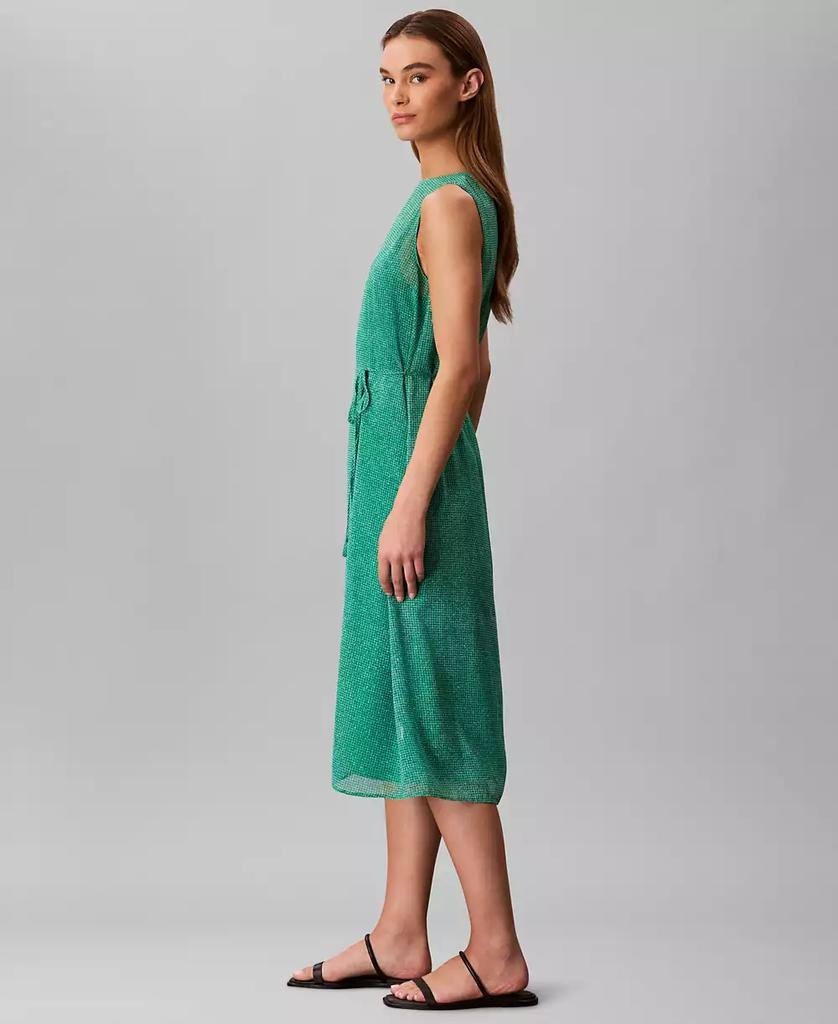 Calvin Klein Sleeveless Printed Chiffon Midi Dress Green XL NWT $149