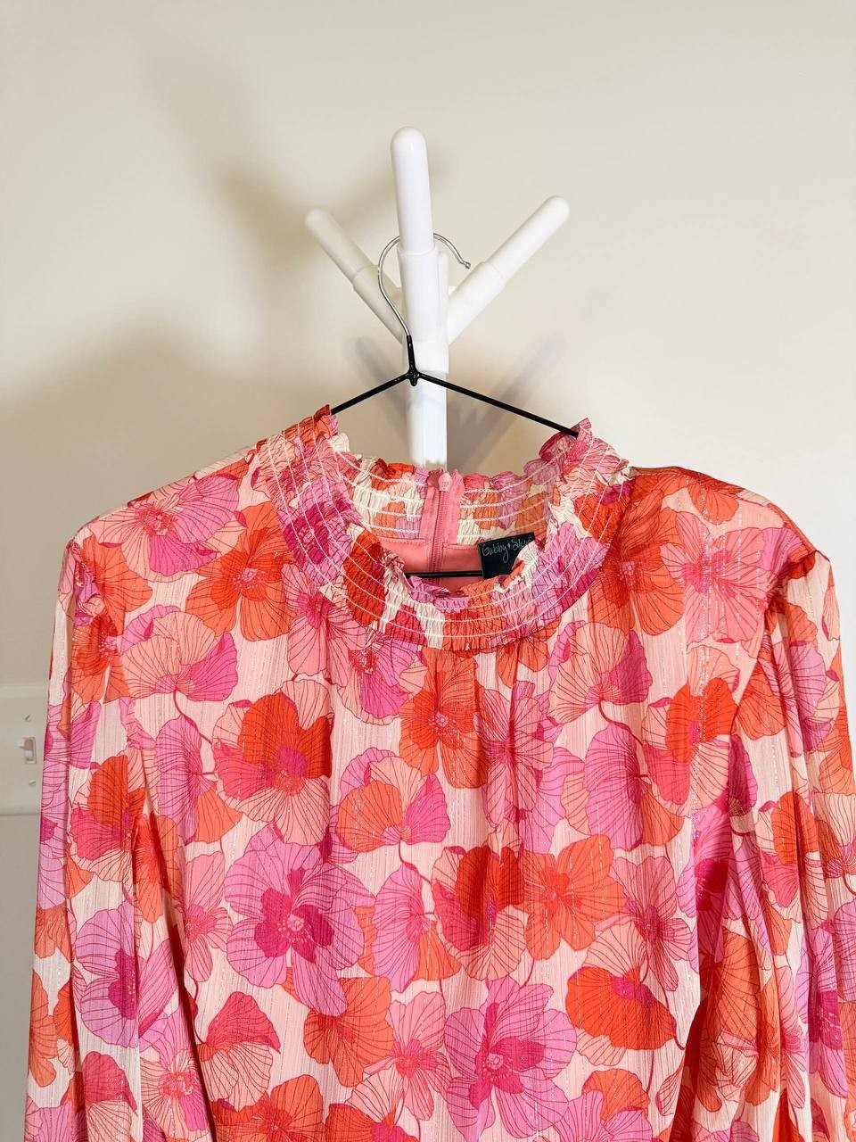 Gabby Skye Floral Ruffle High-Neck Dress – Size 16 – NWT – $49.99