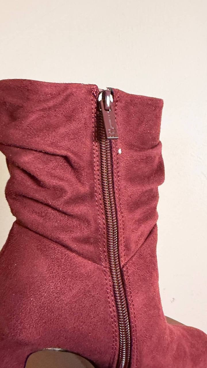 Jessica Simpson Mixtesa Booties 6M Dark Cherry Slouch Block Heel NIB msrp$109