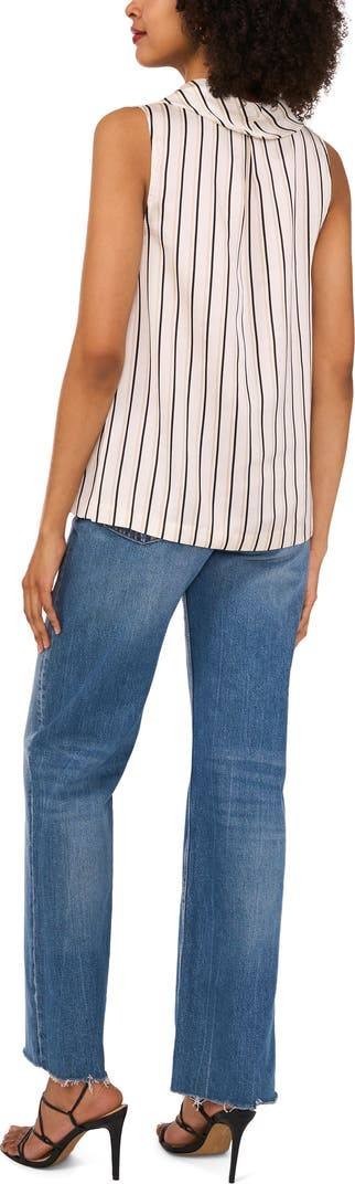 Vince Camuto Sleeveless Top Stripe Cowl Neck Polyester Ivory XS NWT